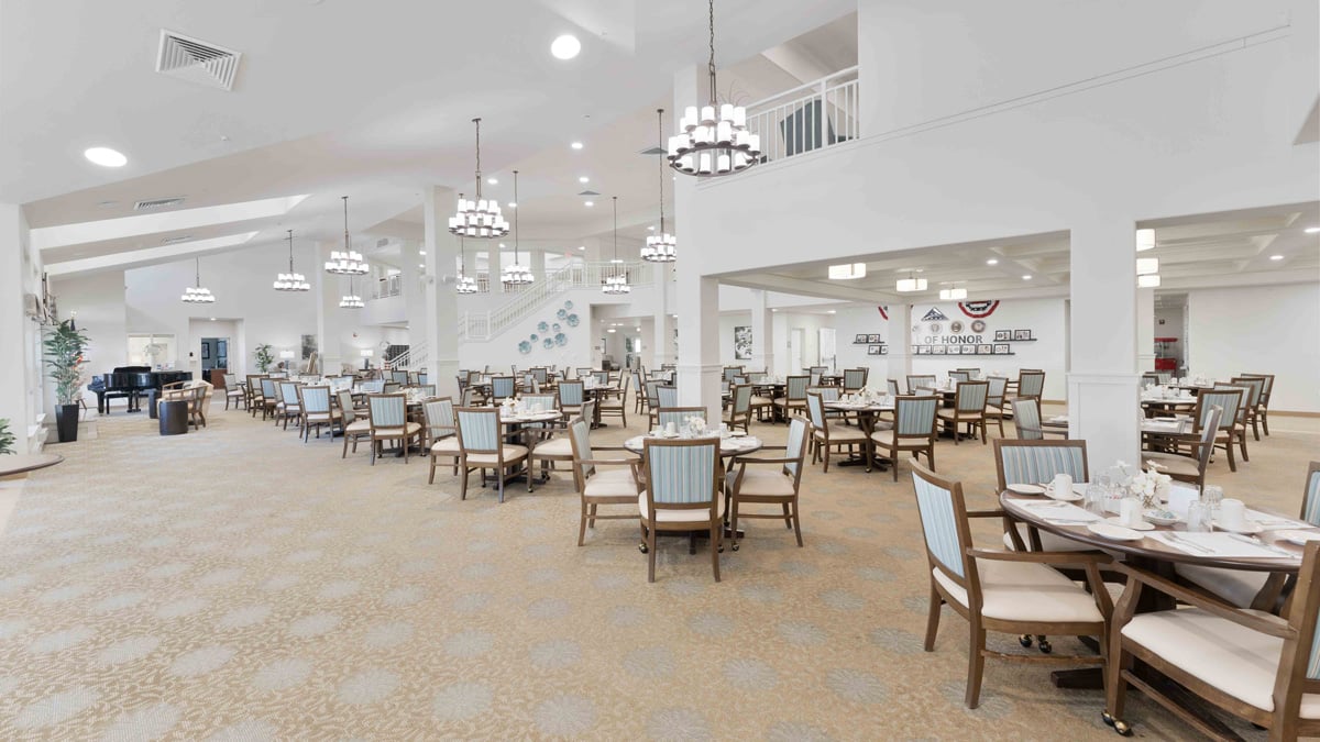 The dining room at Camellia Gardens set for mealtime