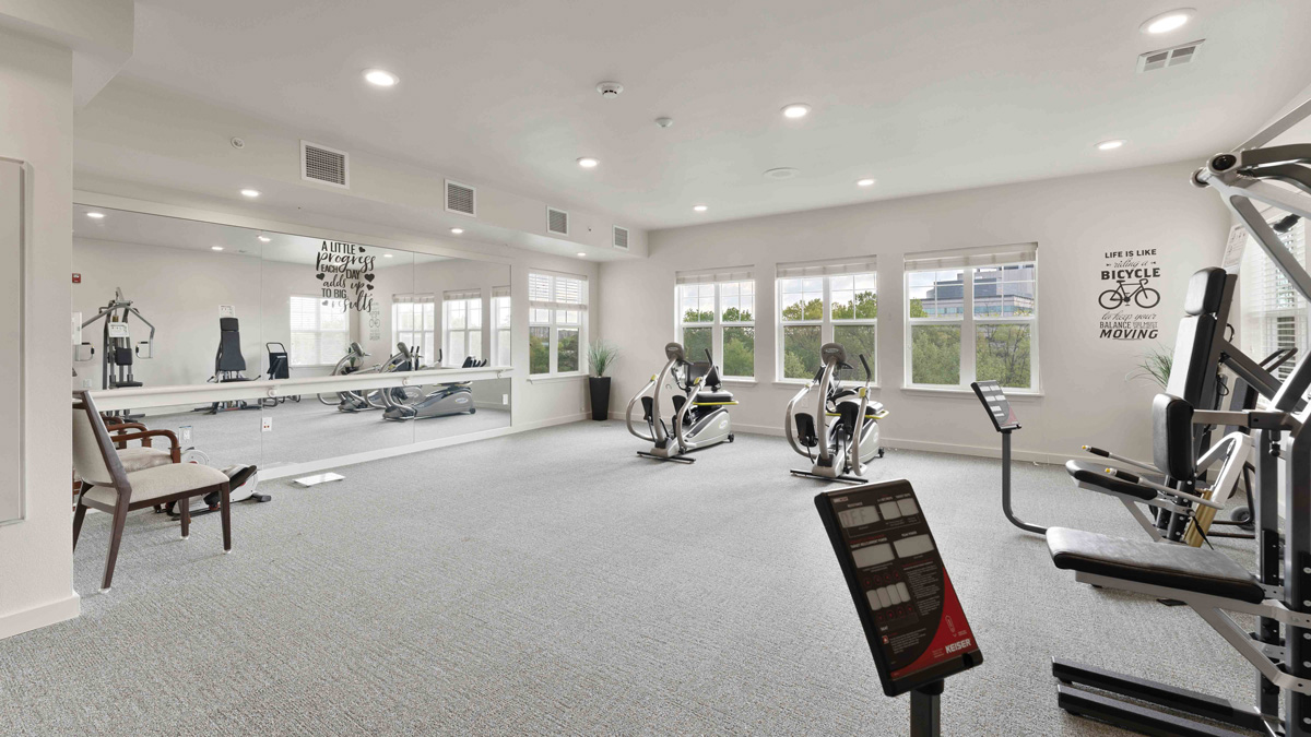 The fitness center at Camellia Gardens